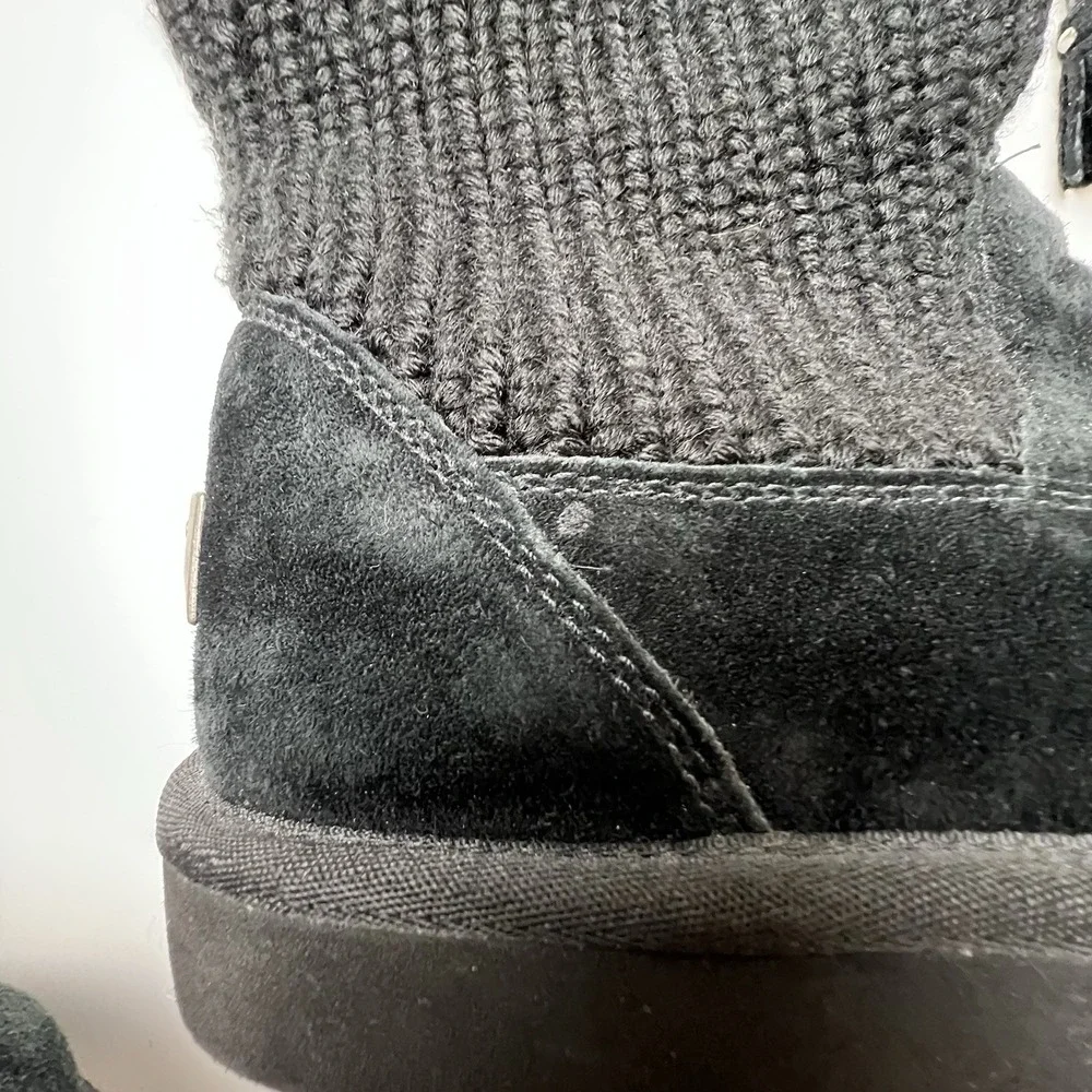 UGG Suburb Women's  Size 8 Black Knit Suede Sweater Winter Lined Boots